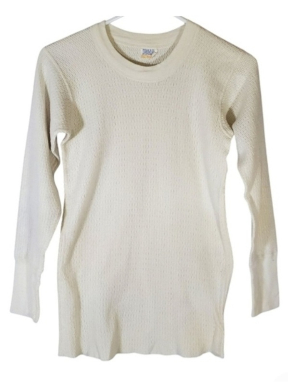 2193 * Sears Mens Store Vintage Thermal Long Sleeve Cream White Size M 38/40